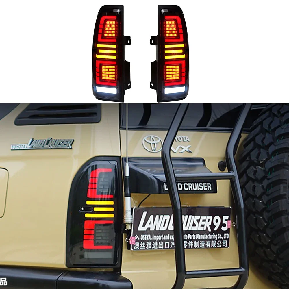 2Pcs Vehicle Exterior LED Rear Tail Light Rear Brake Fog Lamp Turn Signal Light For Land cruiser Prado Lc90 Lc95 1996-2006