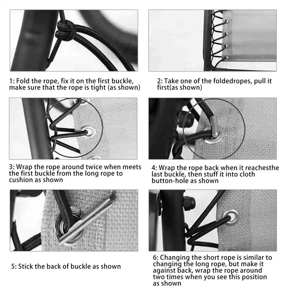 Elastic Bungee Rope Cord for Folding Gravity Chair Recliner Laces Replacement Part Recliner Lounge Camping Tool