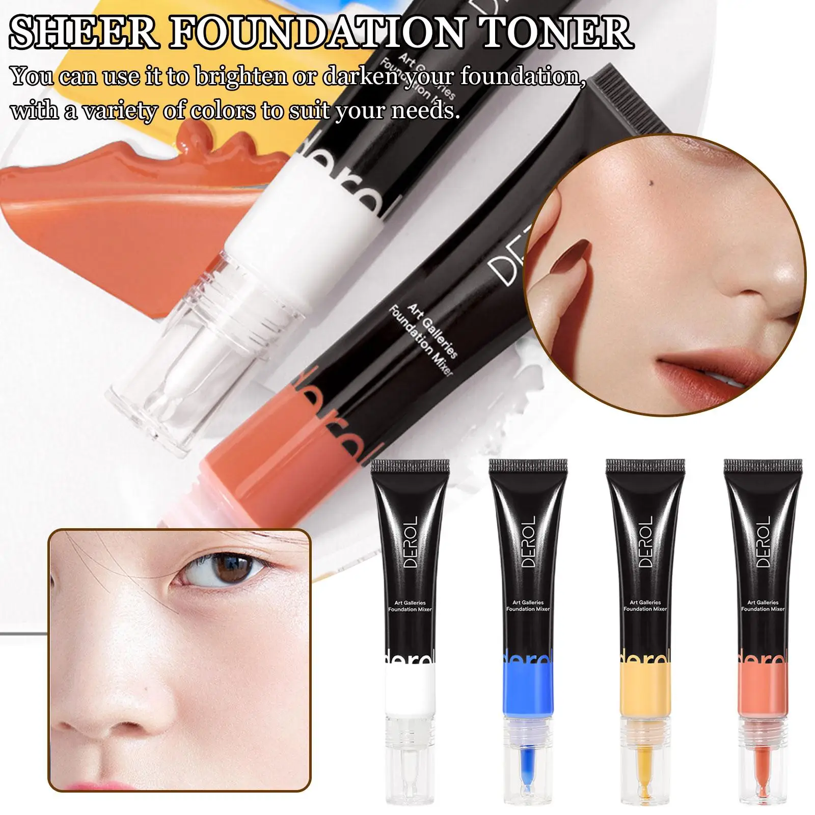 Color Corrector Makeup Foundation Color Adjuster White Custom Shades Mixer Mixing Blue Yellow Makeup Orange Pigment Foundat T2P1