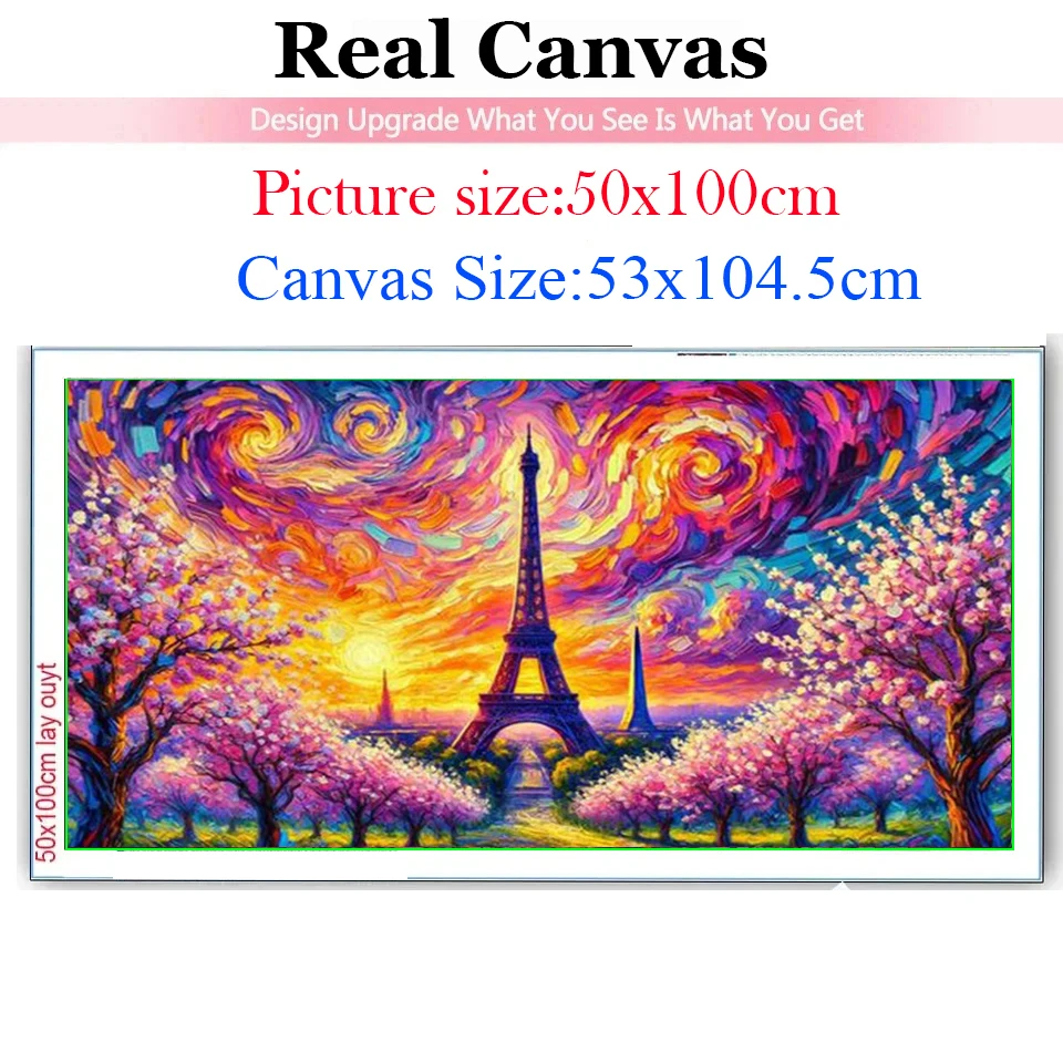 Large Van Gogh Peach Flowers Tower Landscape Diy Diamond Painting New 2025 Full Square Round Diamond Mosaic Needlwork Embroidery