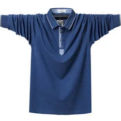 Autumn and winter new styles men's long sleeve polo shirt Loose cotton business lapel men's POLO shirt Large size 5XL 6XL