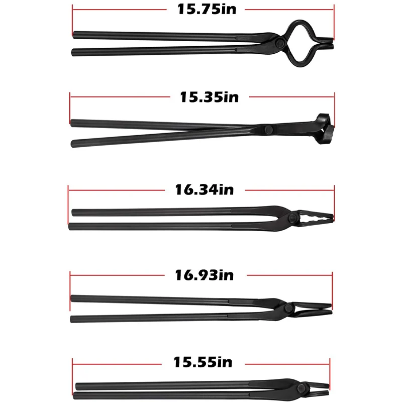 Blacksmith Tongs Tools Set Forging Tongs For Knife Making Tongs, Blacksmithing Forge Tongs Kit 5PCS