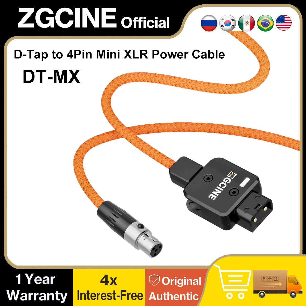 

ZGCINE D-Tap to 4-контактный мини-кабель питания XLR, нейлоновая оплетка, 14,8 В, 150 Вт, макс. 60 см, с антиобратным индикатором для ТВ-логических мониторов