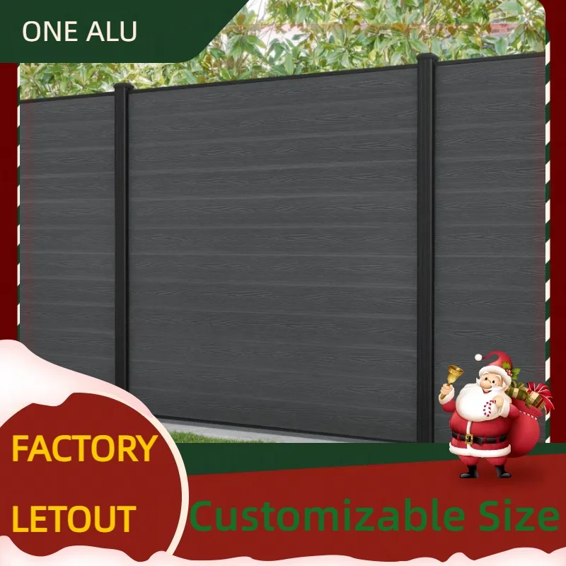 Privacy fence aluminum black no dig horizontal slat aluminum fence panels