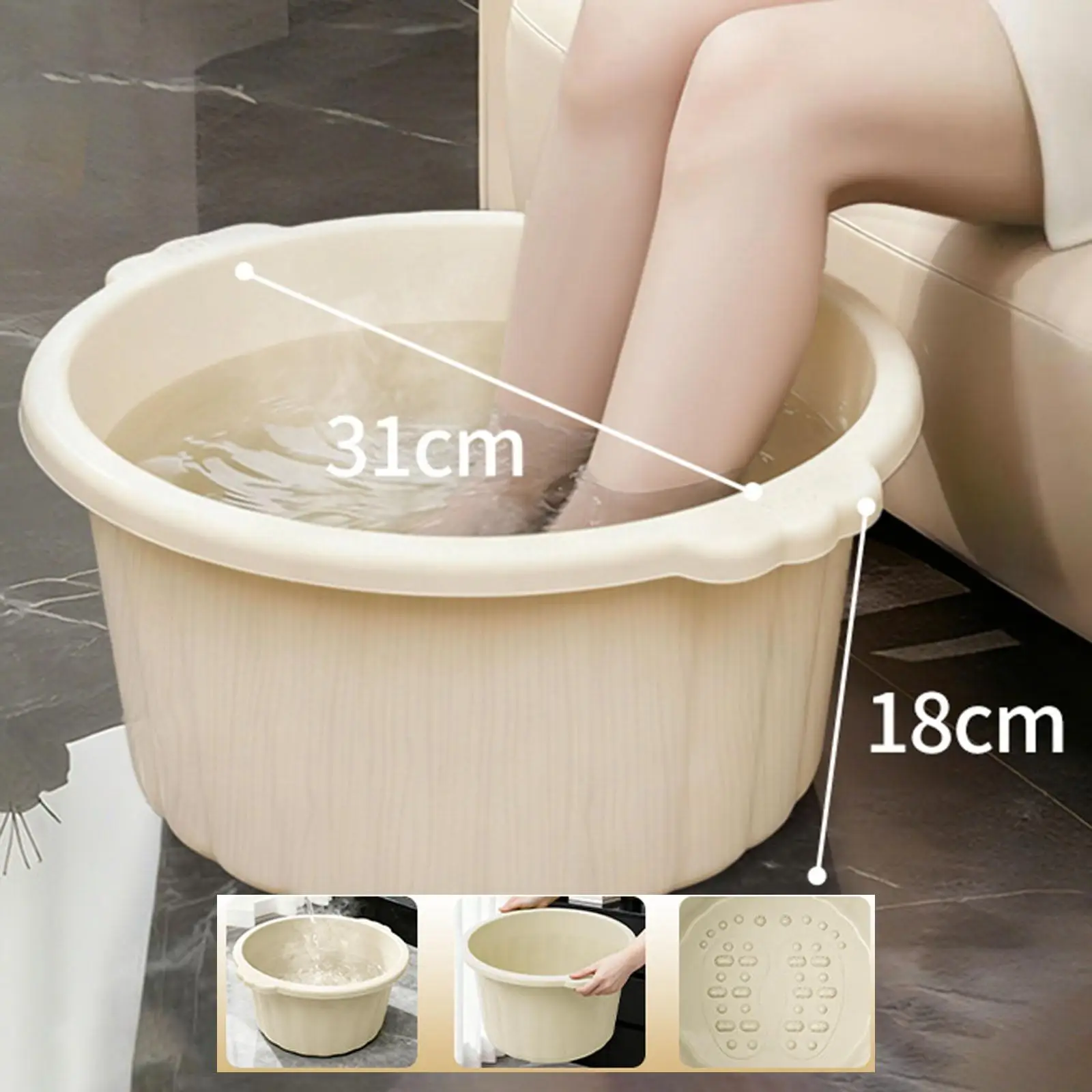 Portable Foot Bath Soaking Tub Smooth Rounded Edges PP Bucket for Men Women Home Wellness