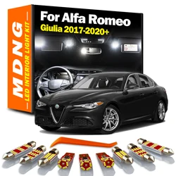 MDNG 8Pcs For Alfa Romeo Giulia 2017-2020 2021 2022 + Vehicle LED Interior Dome Map Light Kit Car Led Bulbs Canbus No Error