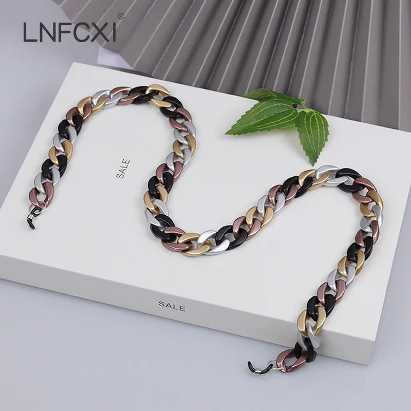 LNFCXI Fashion Acrylic Sunglasses Matte Chains Lanyard Women Anti-slip Reading Glasses Chain Cord Holder Neck Strap Rope New