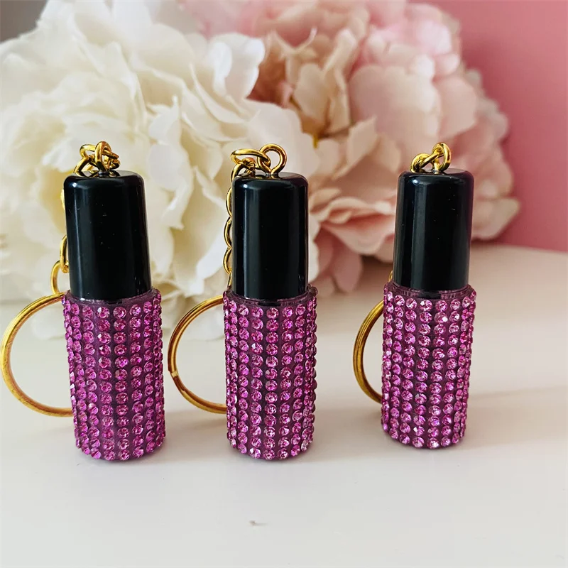 New Popular Glitter Diamond Mini Eyelash Brush Key Ring Mini Mascara Wand