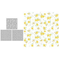 MangoCraft 3PCs Spring Blooming Floral Plastic Stencil For Decor DIY Scrapbooking Supplies Background Stencils For Cards Albums