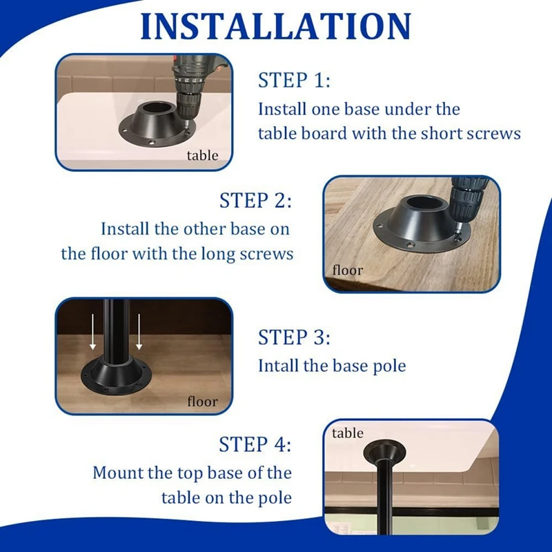 Base de mesa RV, brida de Base de Pedestal RV, soporte de pata de mesa empotrado, placa de Base de montaje de piso de mesa, fácil de instalar, paquete de 2