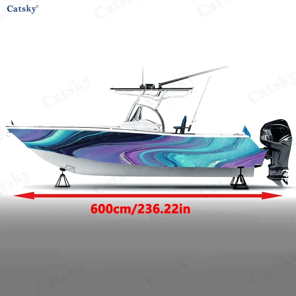 Colorful Wave Trend Dreamy Eye Catching Special Boat Sticker Vinyl Ship Pontoon Deck Boat Fishing Decorative Pontoon Boats Decal