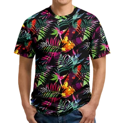 Mens Hawaiian T-shirt Tropic Floral Palm Leaf Graphic T Shirt For Men Clothing Casual 3D Print Plant T-shirt Women Short Sleeve