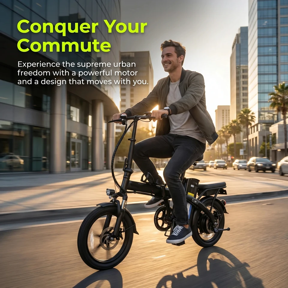 G11 Folding Electric Bike 500W Motor 48V 10.4Ah Battery 14-inch Foldable E-bike 23MPH Dual Seat Dual Disc Brakes City Commuter Electric Bicycle with Basket Phone Holder