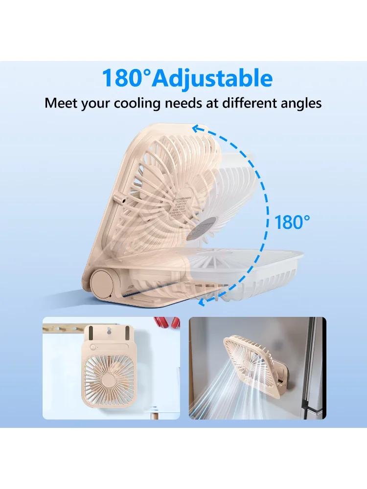 Eary Magnetic Fan Desk 180° Adjustable 4 Speeds Wind 1200mAh Rechargeable Air Cooling Fan Ultra-thin Usb Fan for Kitchen Gym