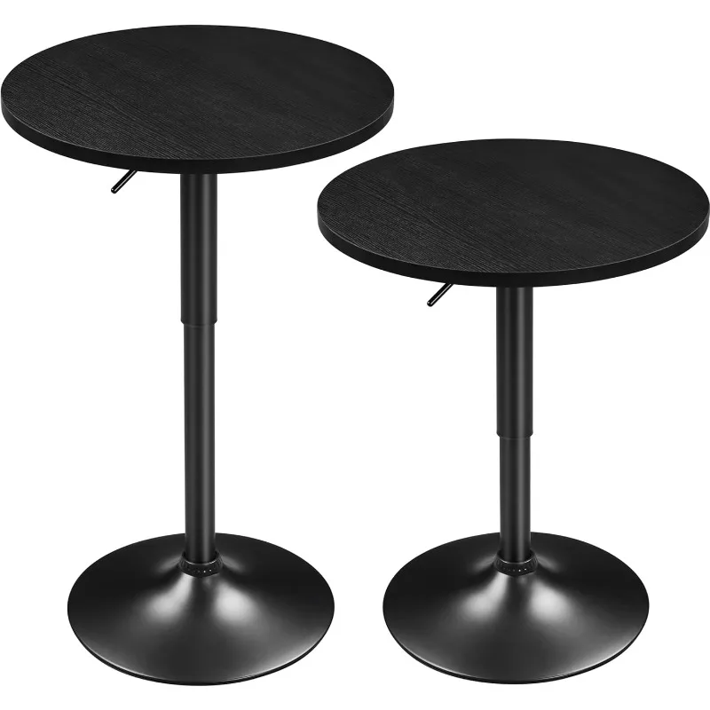 

Adjustable Height and 360° Swivel Bar Tables, Cocktail Table with MDF Top, Silver Leg Base for Bar, B