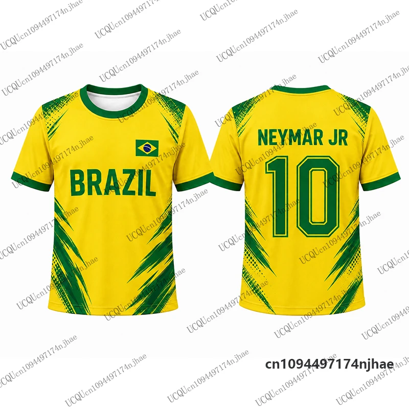 2-teiliges Outfit Kinder-Trainingsanzug Neymar # 10-teiliges T-Shirt+Shorts-Set Fußballtrikot Brasilien Fans Anzug Sportbekleidung für Kinder/Erwachsene – Detail 9