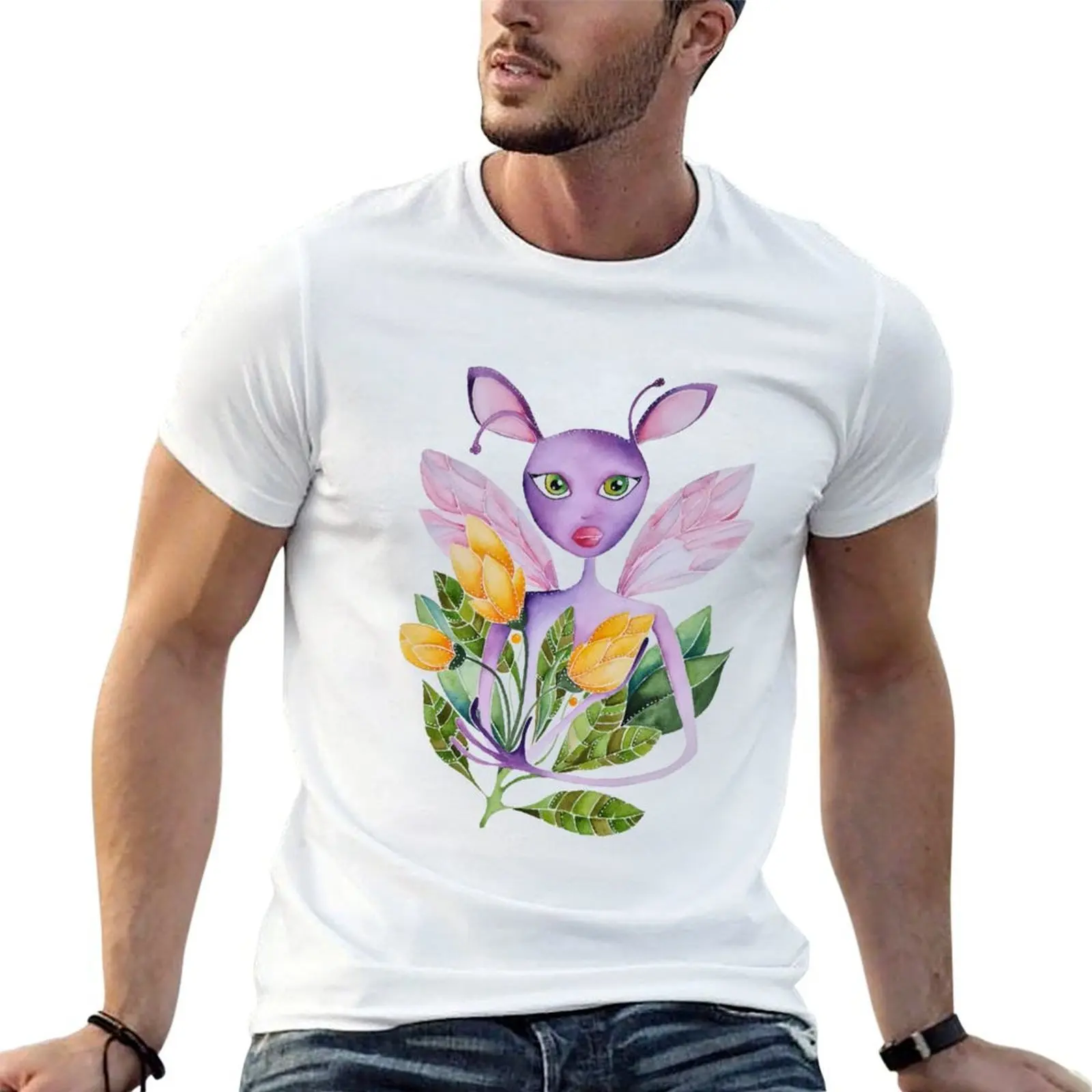 

Flower loving purple critter T-Shirt t shirts for man graphic funny anime tshirt t shirt men 100% cotton luxury brand T-shirt