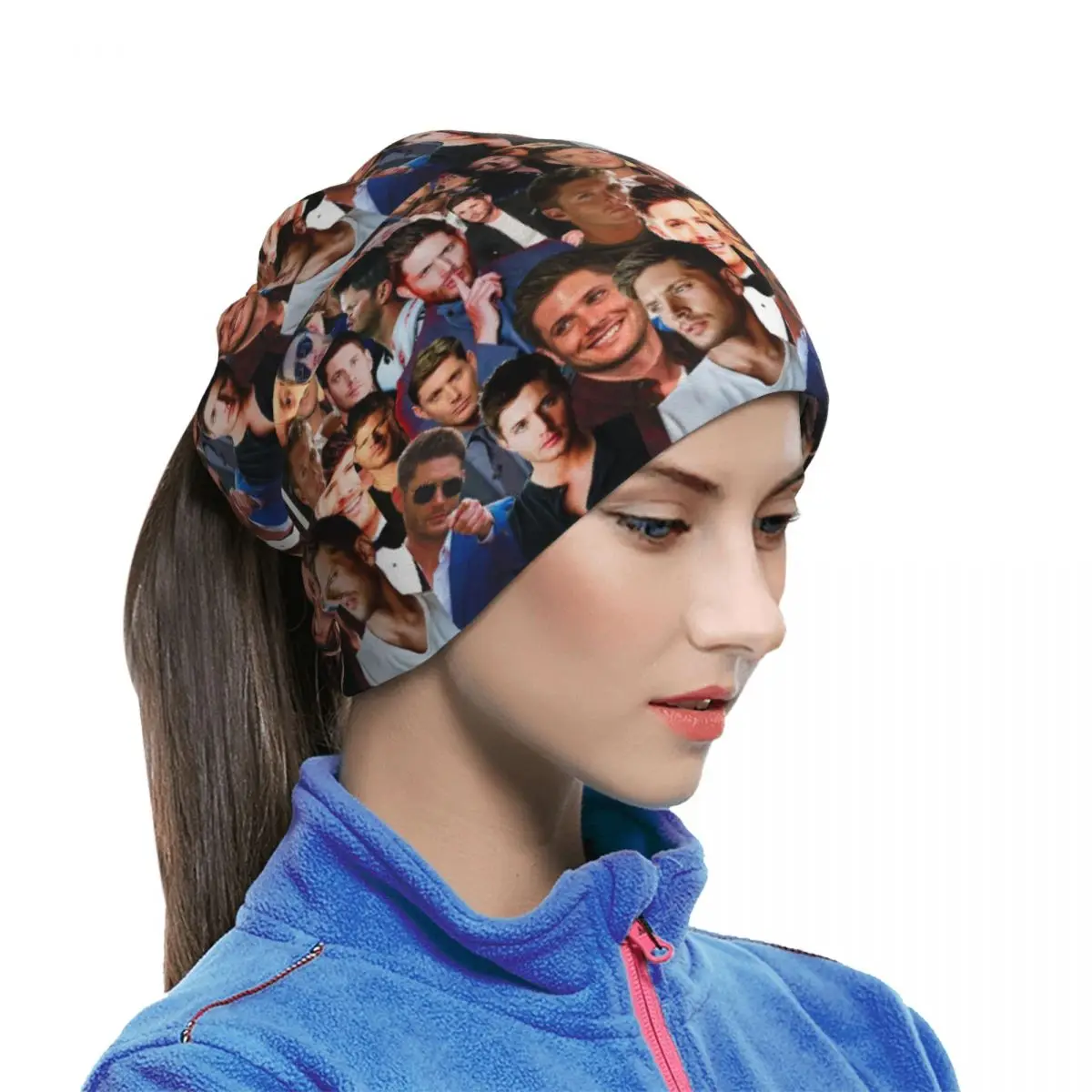 Jensen Ackles Photo Collage Bandana Neck Cover Printed Magic Scarf Outdoor Sports Face Mask For Men Women Adult All Season
