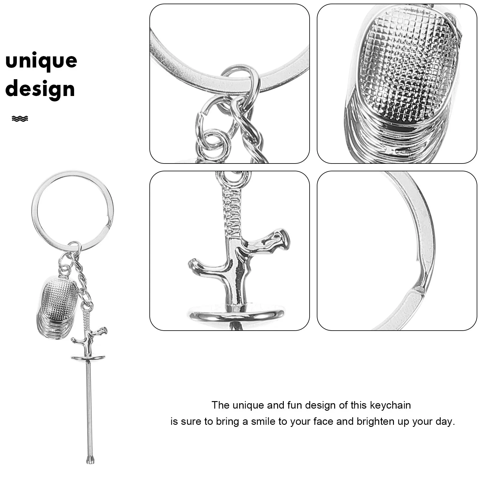 المبارزة السيف المفاتيح المعدنية الصغيرة الزخرفية المحمولة معلقة قلادة لحقيبة الظهر الرياضة مروحة هدية ملحق تذكارية #2