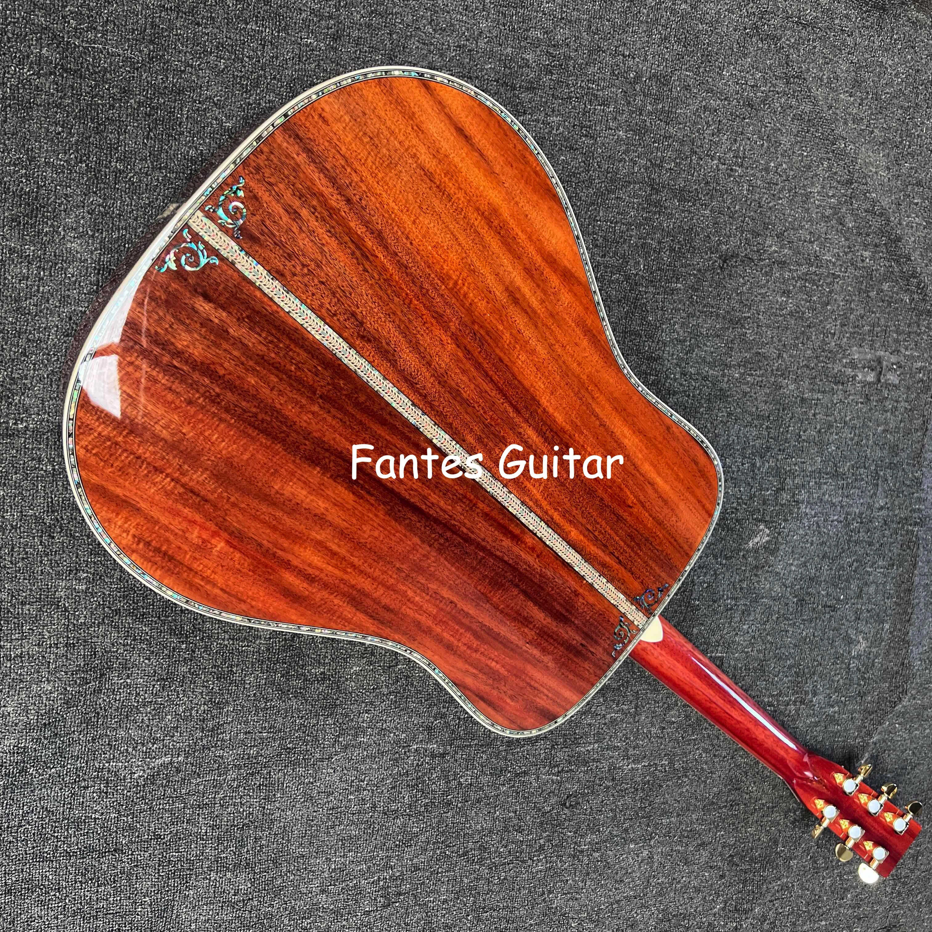 Custom Deluxe D Body Solid Spruce Top Left Acoustic Guitar, Solid Rosewood Back Side