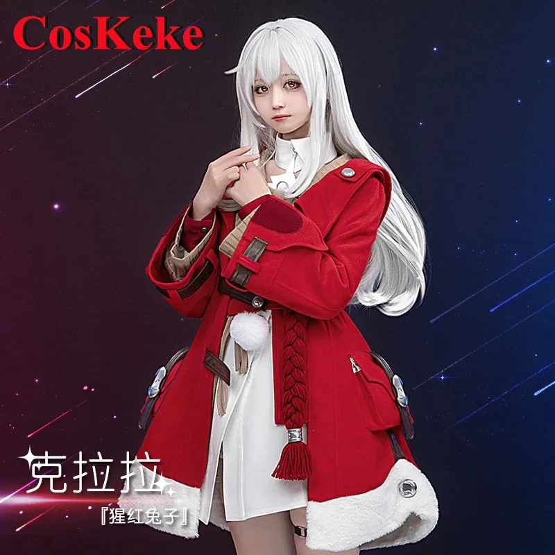 

CosKeKe Hot Game Honkai: Star Rail Clara Cosplay Costume Lovely Sweet Red Uniform Dress Women Activity Party Role Play Clothing