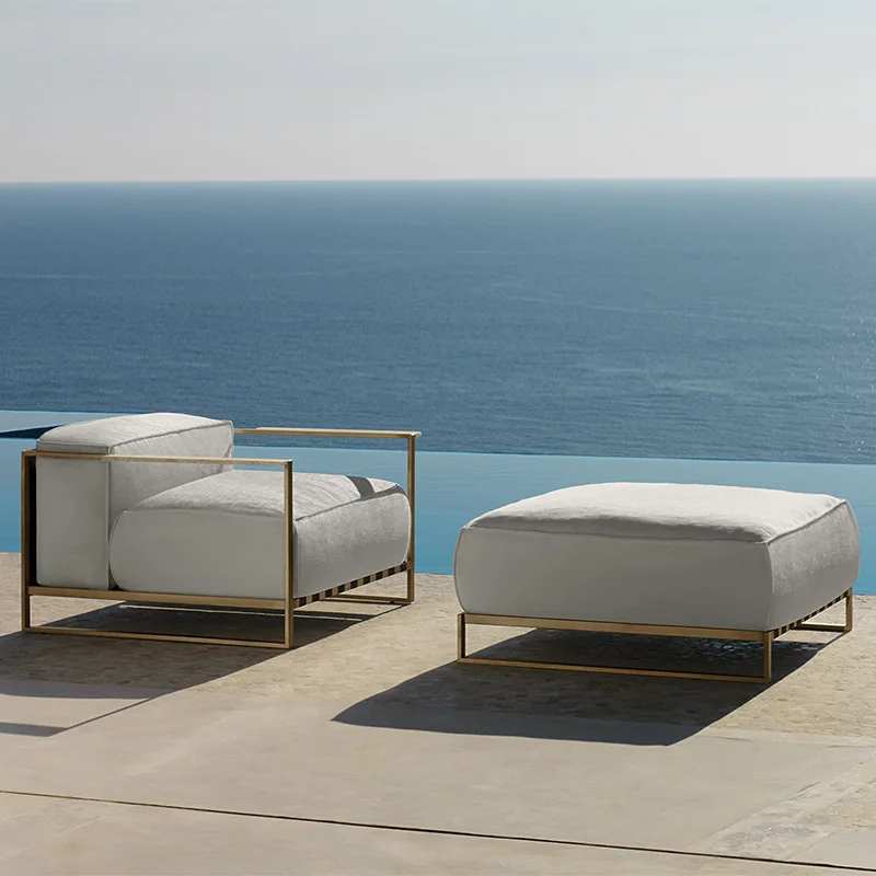 북유럽 스타일, 야외용, 소파, 안뜰, 빌라, 알루미늄 합금, 스테인리스 스틸, 티크