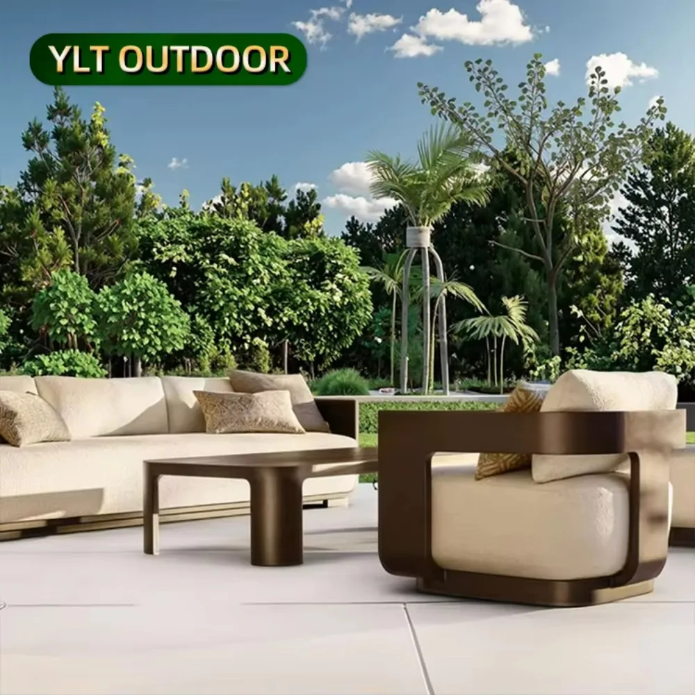 

Nordic Garden Sofas Luxury Patio Couch Aluminum Garden Furniture Hotel Villa Outdoor Sofa Metal Courtyard Outdoor Furniture Set