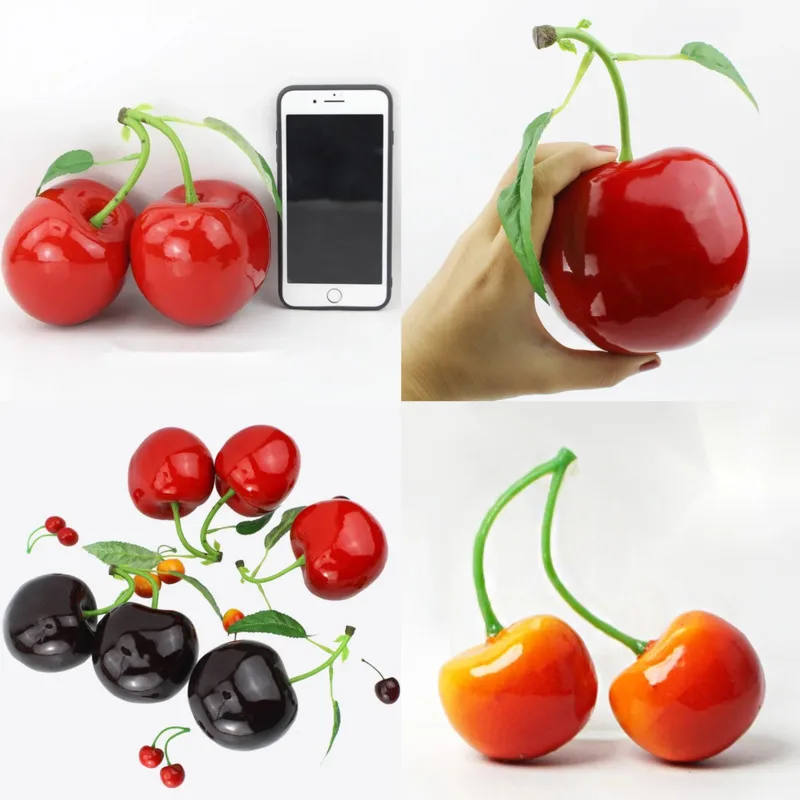

Fruit Simulation Cherry Model Y2K Large Fake Cherry Decoration Realistic Artificial Fruit For Home Living Room Table Decor New