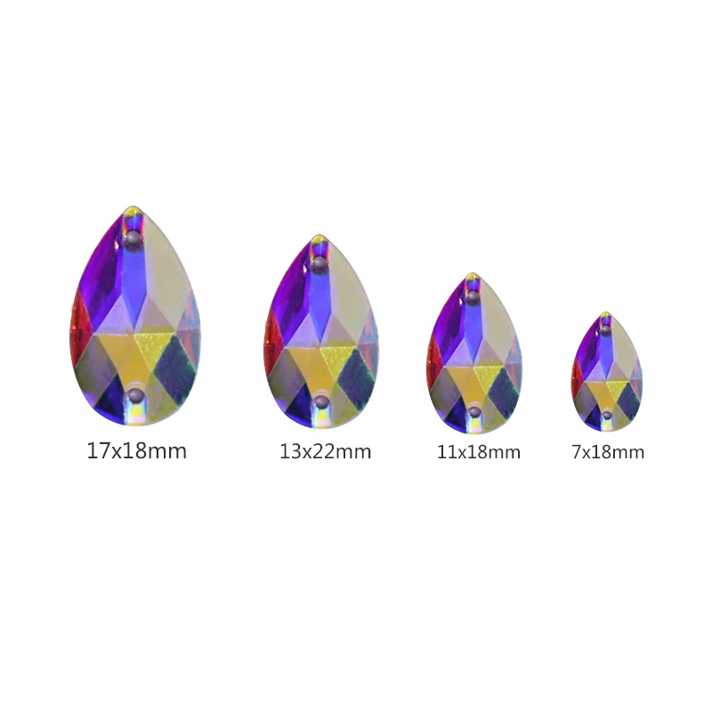 All sizes Teardrop Sew on Rhinestone Reisin Crystal AB flatback Sewing on Stone Strass Beads for Clothing Accessories Shoes