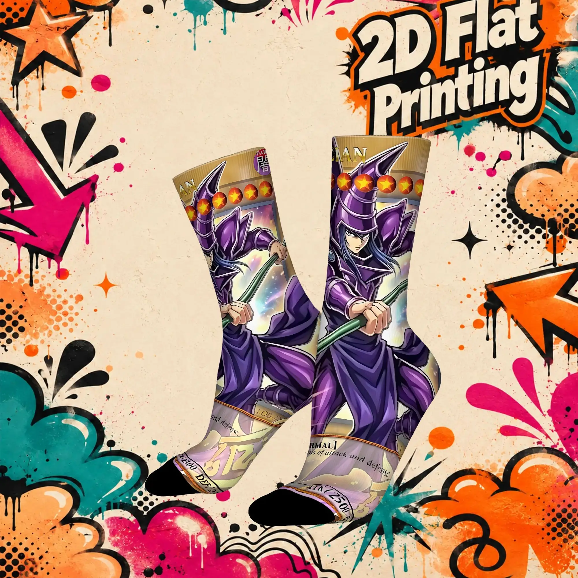 Autumn Winter Retro YU GI OH Card Meme Crazy Men's compression Socks Unisex  Funny Crew Sock
