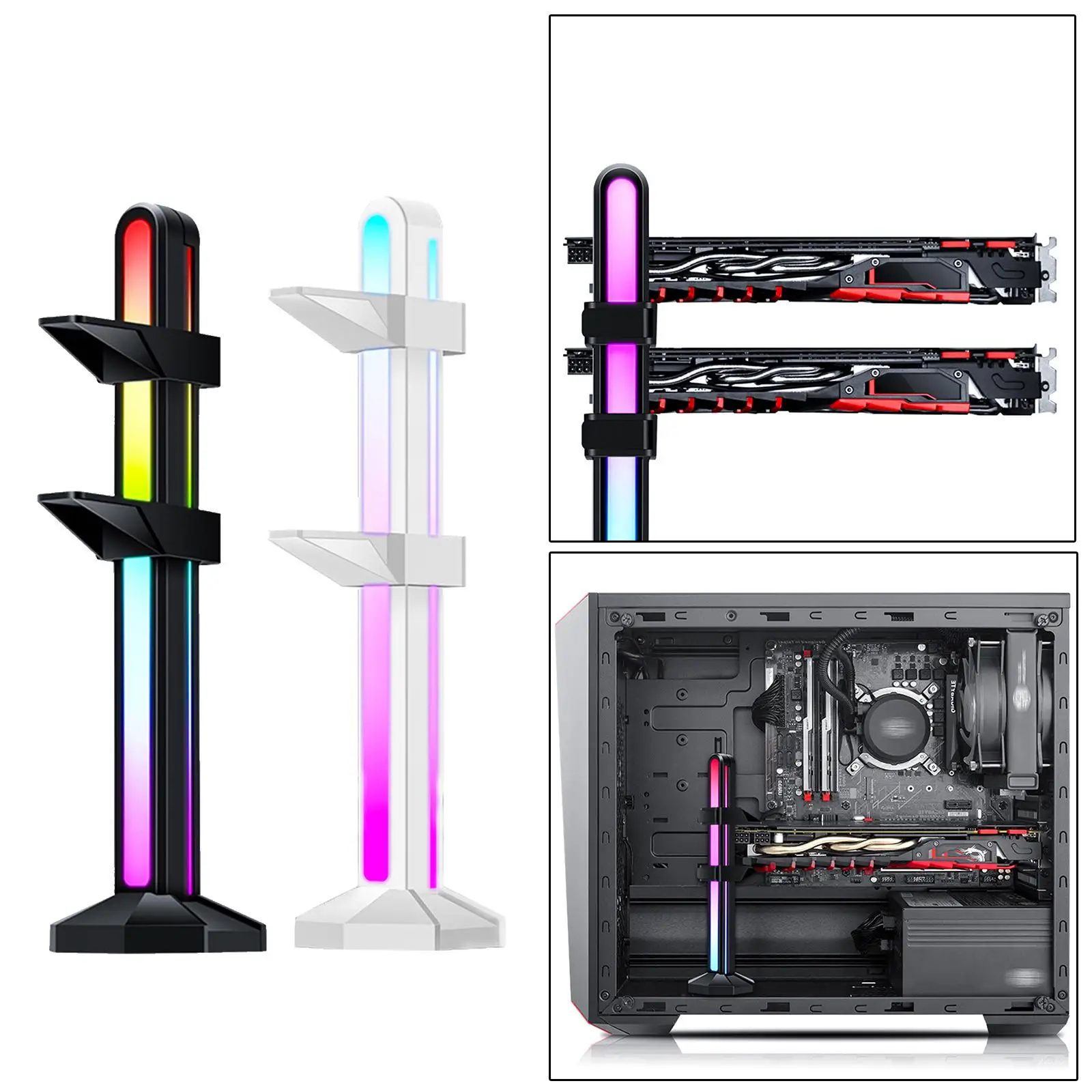 RGB ARGB 5V/12V Graphics Card Support Bracket Desktop Computer Case Built-in ARGB Strip Adjustable Water Cooling Kit