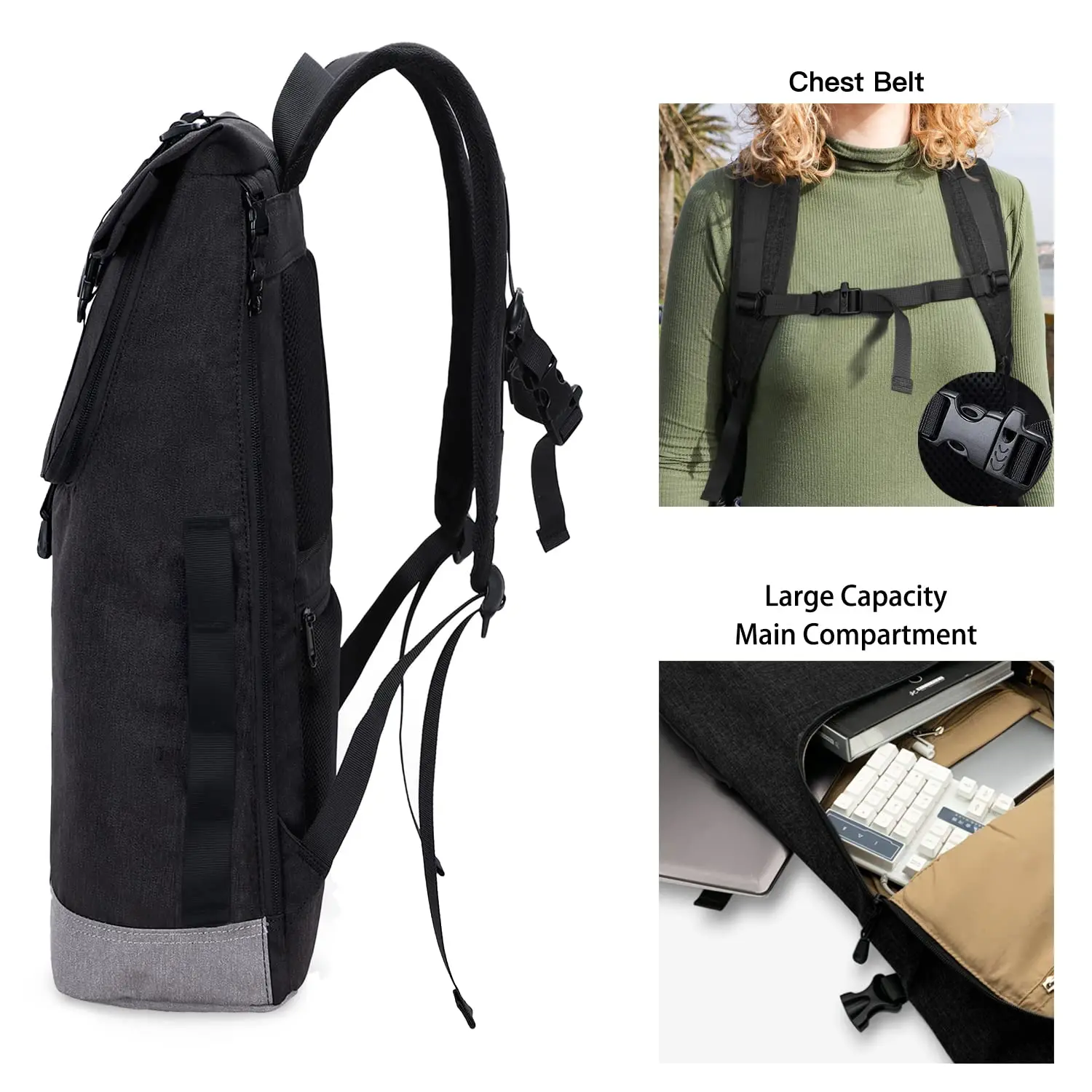 EverVanz-mochila para ordenador portátil para hombre y mujer, morral resistente al agua para viaje, senderismo, ligero, informal, elegante, escolar