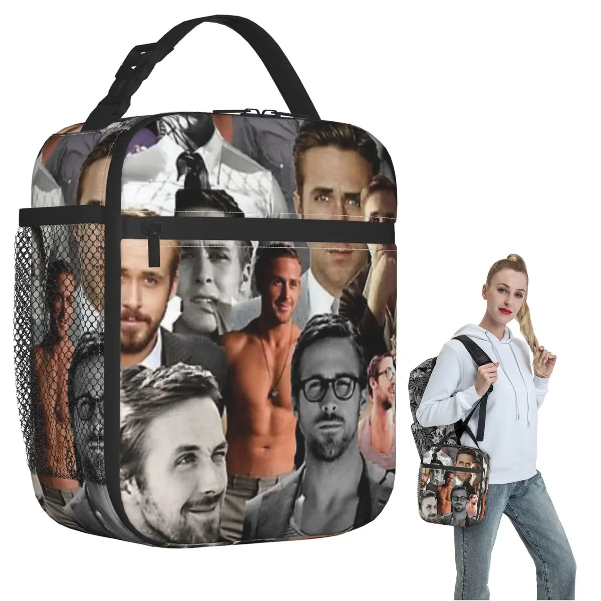 

Ryan Gosling Collage Insulated Lunch Bag for Women Children Leakproof Food Boxes Thermal Lunch Box Tote