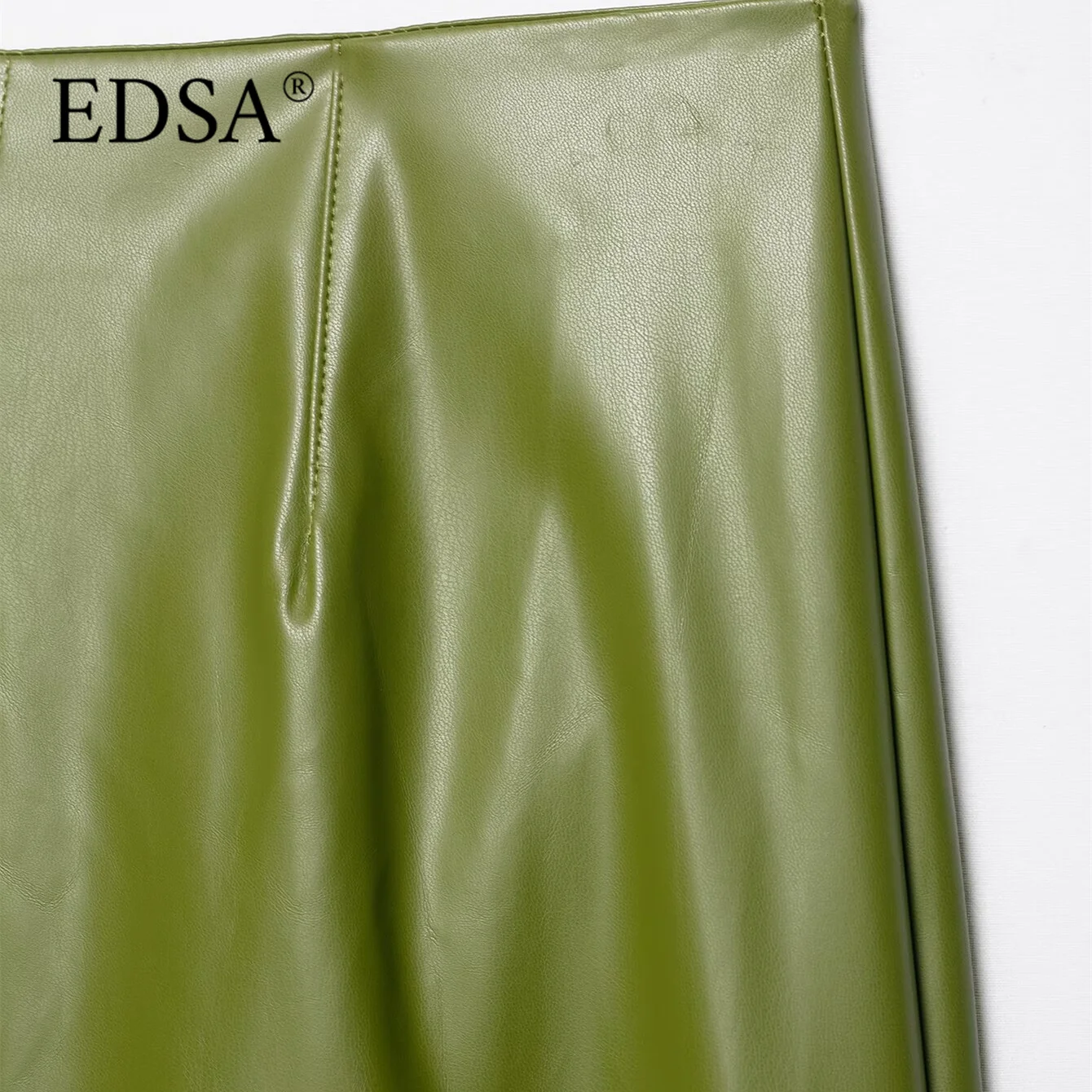 EDSA Damen-Midirock aus Pu-Leder, hohe Taille, gerade, lange Röcke für Damen, Party, High Street-Röcke