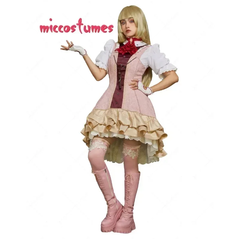 

CosplayMICCOSTUMES Women's Lili Costume Student Cosplay Court Style Shirt and Dress with Gloves Thigh-high Stockings