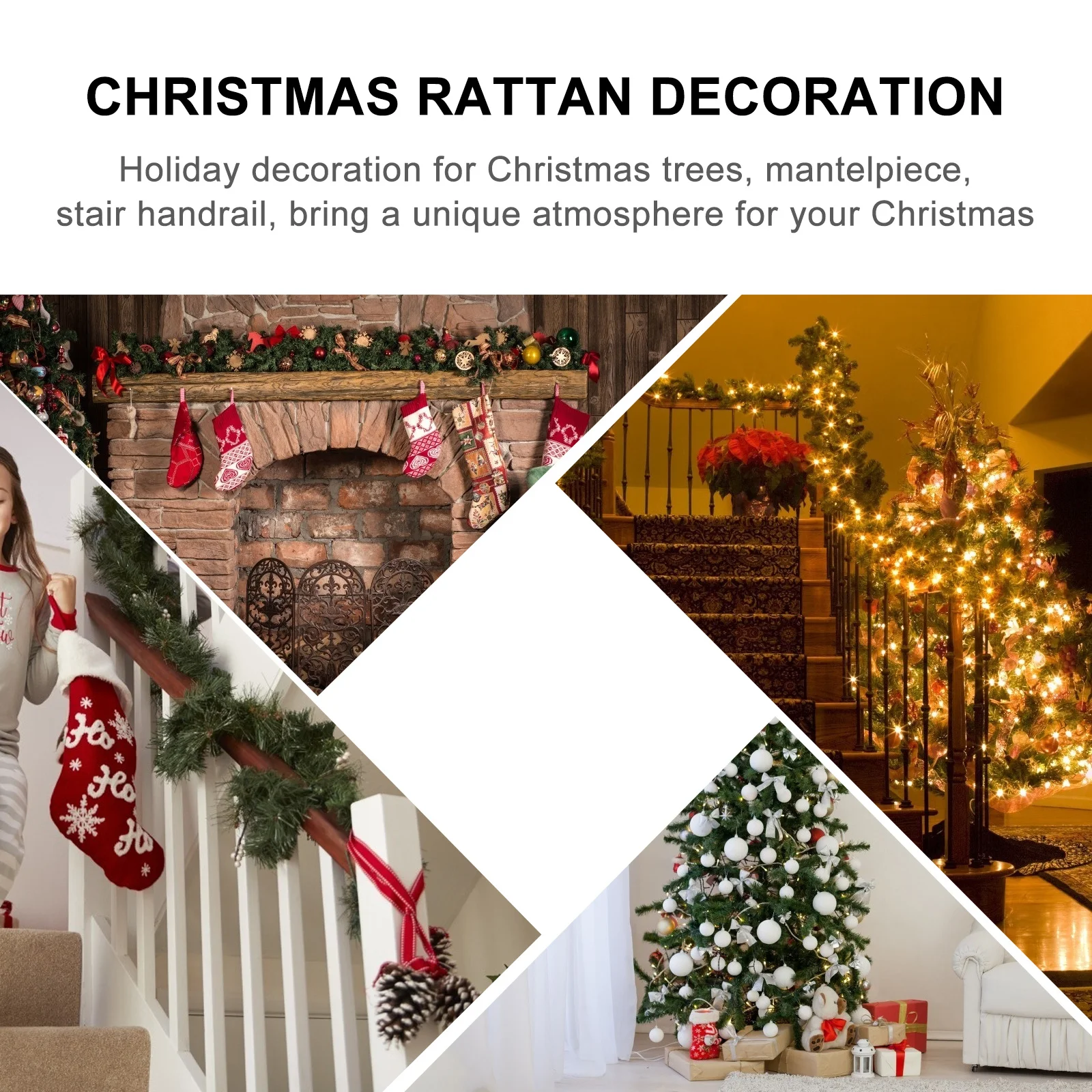 

Christmas Rattan Garland with Pine Cone Simulation Plastic DIY Bendable Wreath Ornament Home Hanging Pendant Seasonal