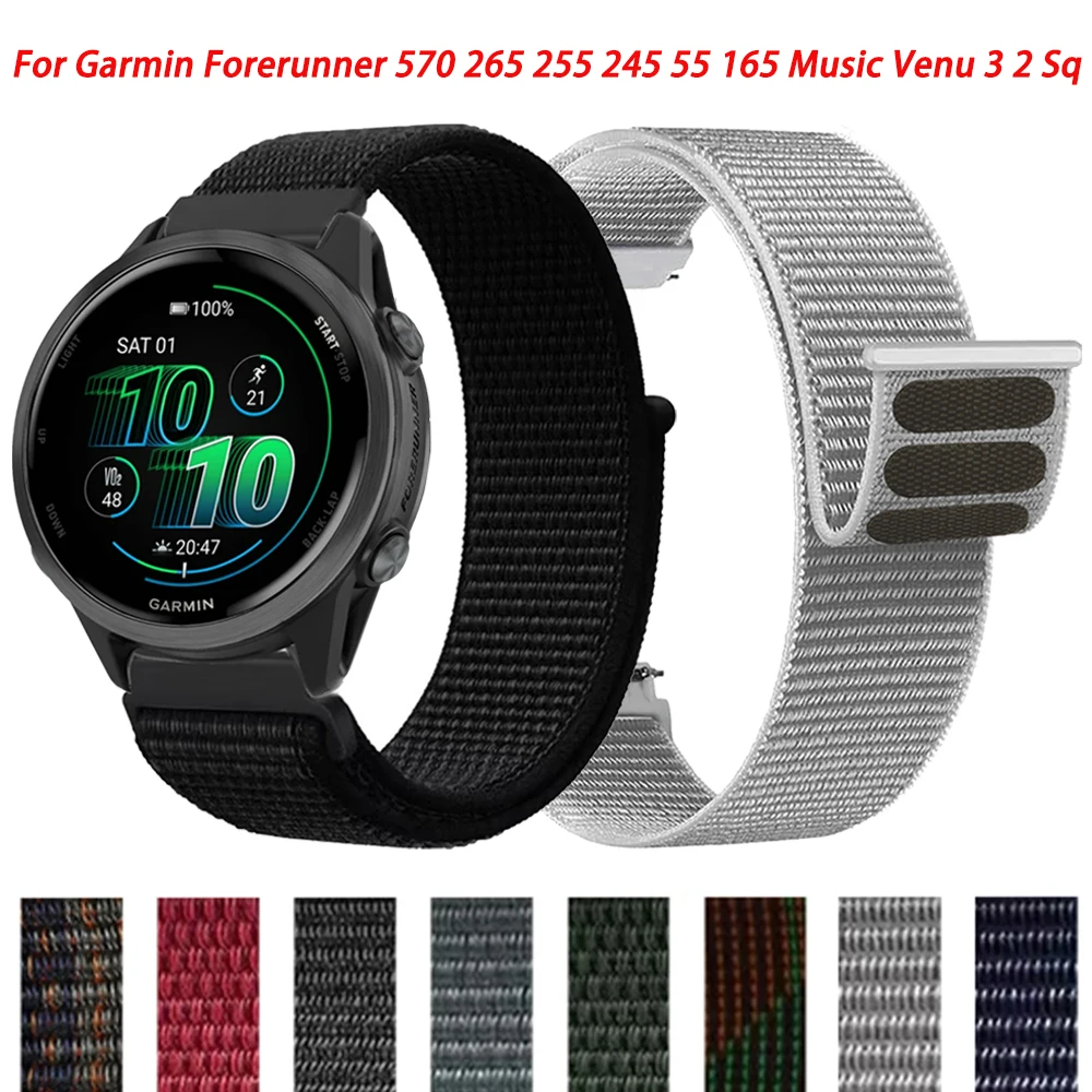 Nylonschlaufe Ersatzarmband für Garmin Forerunner 570 265 255 55 165 Musik geflochtenes Armband für Garmin Vivoactive 6 5 4 3
