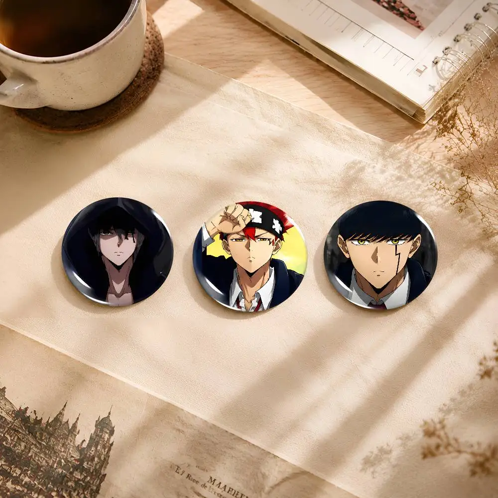 Mashle Magic and Muscles Snap-in Pins Cartoon Character Round Creative Brooches for Backpack Accessories Jewelry Gifts view 3