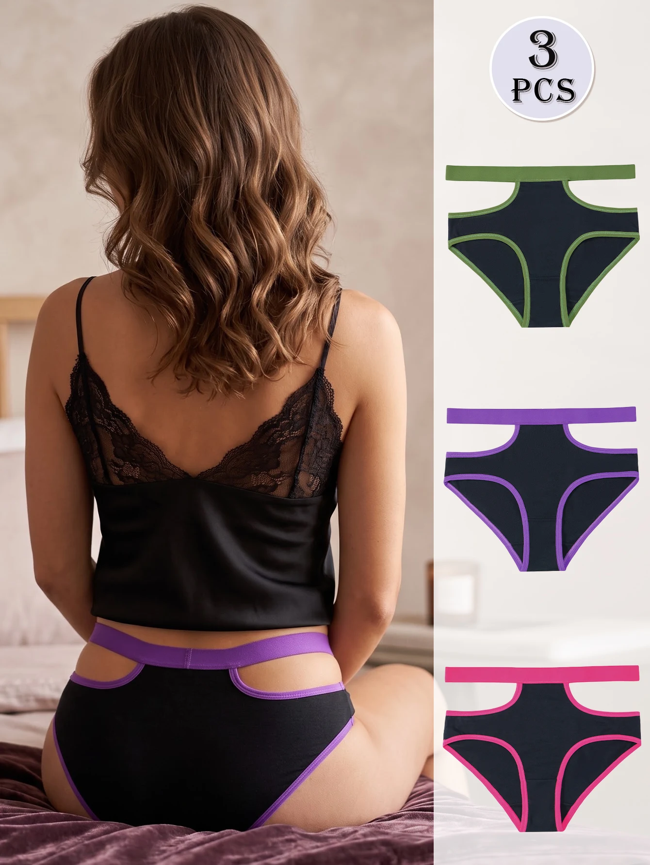 BANNIROU 3Pcs Women's Cotton Underwear, Comfortable Breathable Cotton Triangle Pants, Soft Fit for All Seasons,Briefs For Women