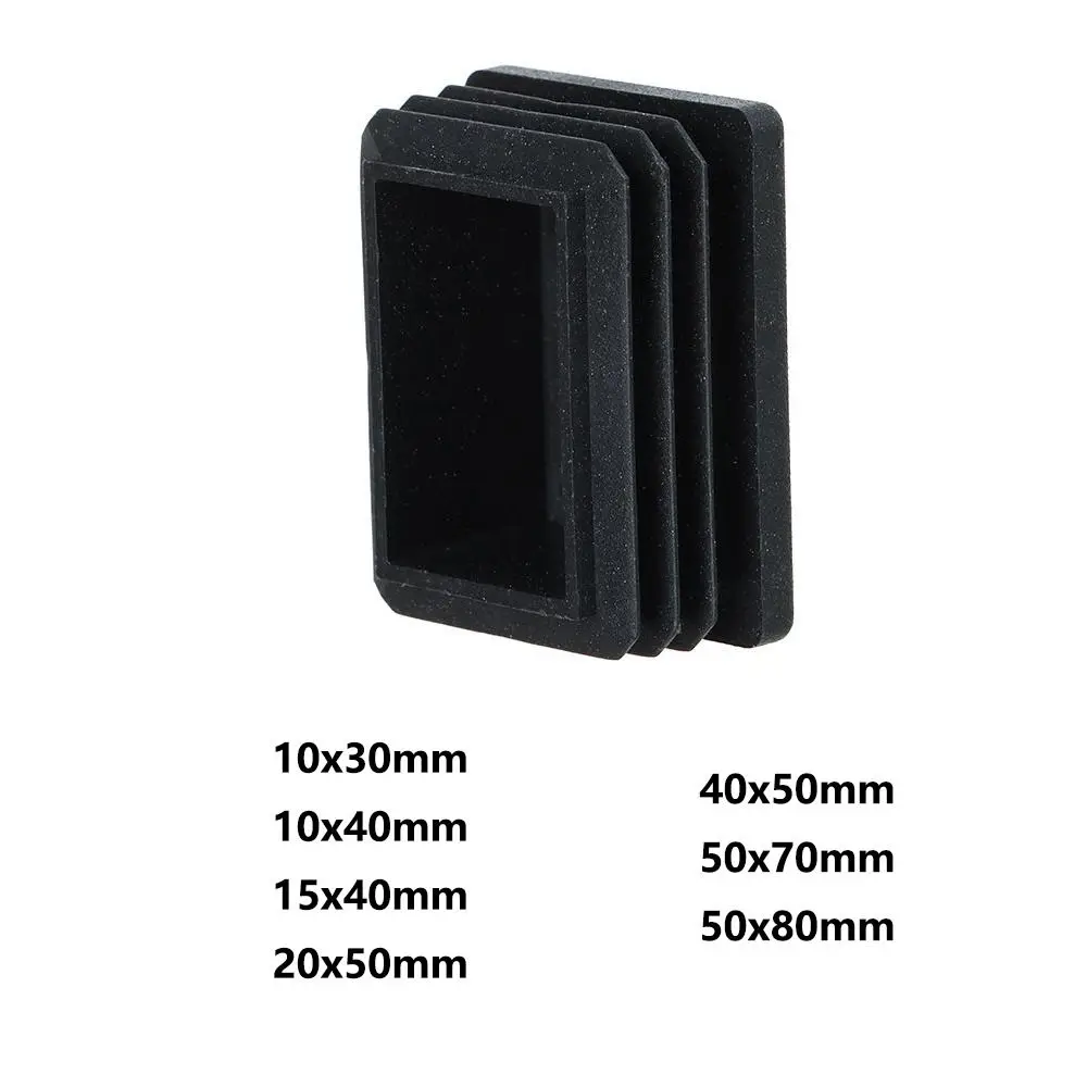 10pcs High Quality Plug Furniture Rectangular Pipe Plug Black Plastic Square Tube Cap Dust-Proof Protected Foot Cover