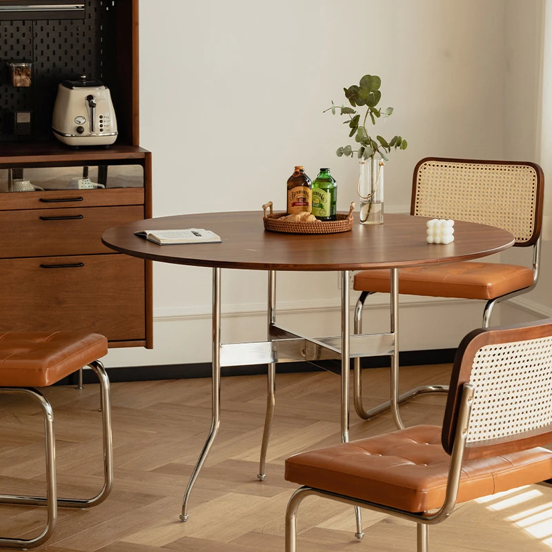 Luxury modern round solid wood dining table - restaurant eco-friendly home furniture