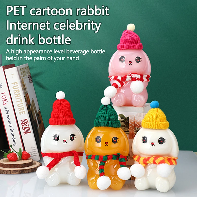 1PC Baby Shower Wedding Party Beverage Bottle 350ml/500ml Little Rabbit Milk Tea Cup Transparent Cold Drink Wrapping Bottles