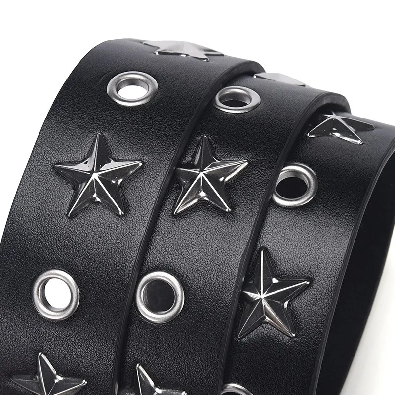 Nietenbesetzter Gürtel im Punk-Stil für Männer und Frauen, stilvoller, lässiger, ausgehöhlter Vintage-Taillengürtel im Gothic-Stil, geeignet für den täglichen Gebrauch, Freizeit und Partys – Detail 9