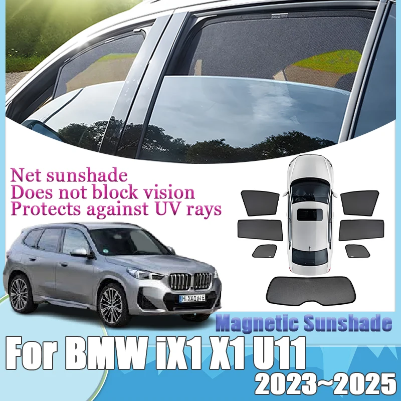 For BMW IX1 X1 U11 2023 2024 2025 Magnetic Mesh Sunshade Visors Sun Protection Shade Curtain Cover Privacy Prat Auto Accessories