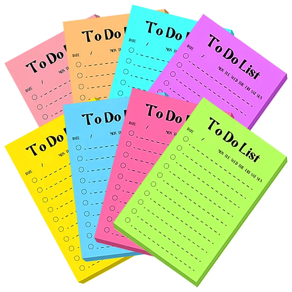 

8 Books Fluorescent Memo Stickers Fine Workmanship Strong Adhesion No Residue Easy Tear Off Lovely Design for Students Teachers
