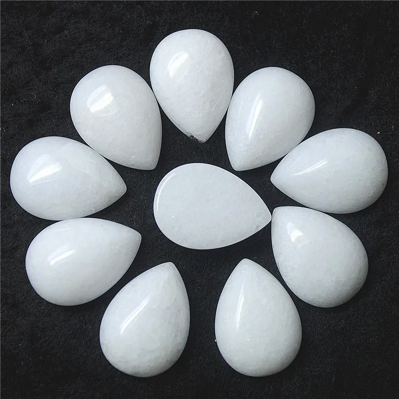 11PCS Dropwater Shape Nature White Jade Cabochons Size 10X14MM13X18MM 18X25MM DIY JEWELRY ACCESSORIES BEST CHOICE LOOSE BEADS