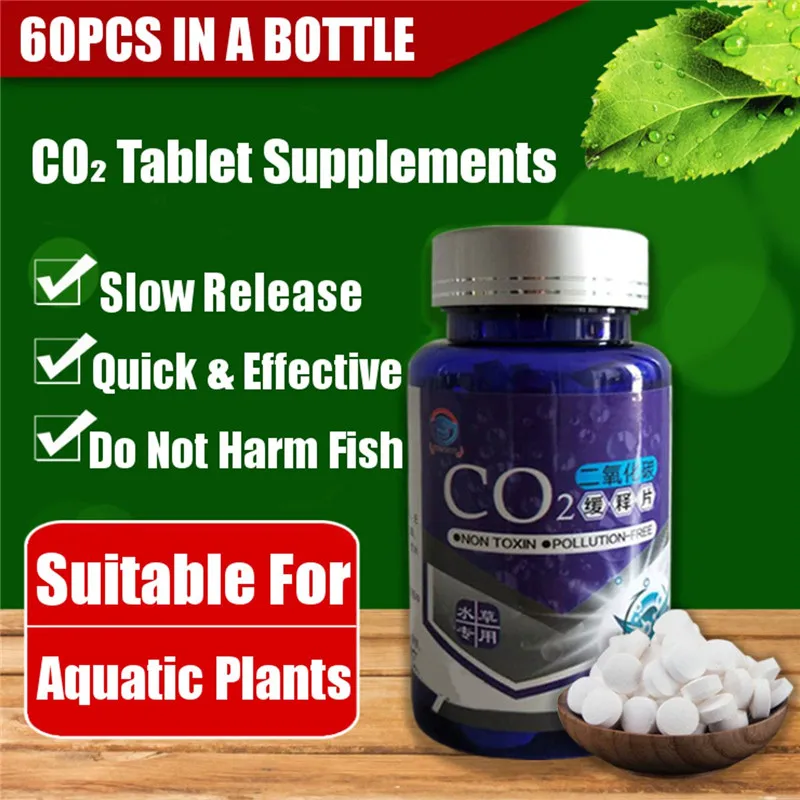 60pcs CO2 Tablet Water Grass Aquarium Plants Aquatic Leaf Float Grass CO2 Carbon Dioxide Slice Diffuser Producer For Fish Tank