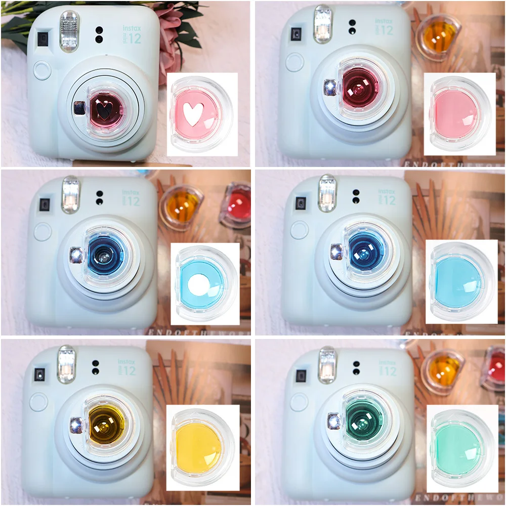 Geschikt voor Fuji Polaroid mini12 camerafilters met zes kleuren en speciale effecten, kleur holle hartvormige lensaccessoires