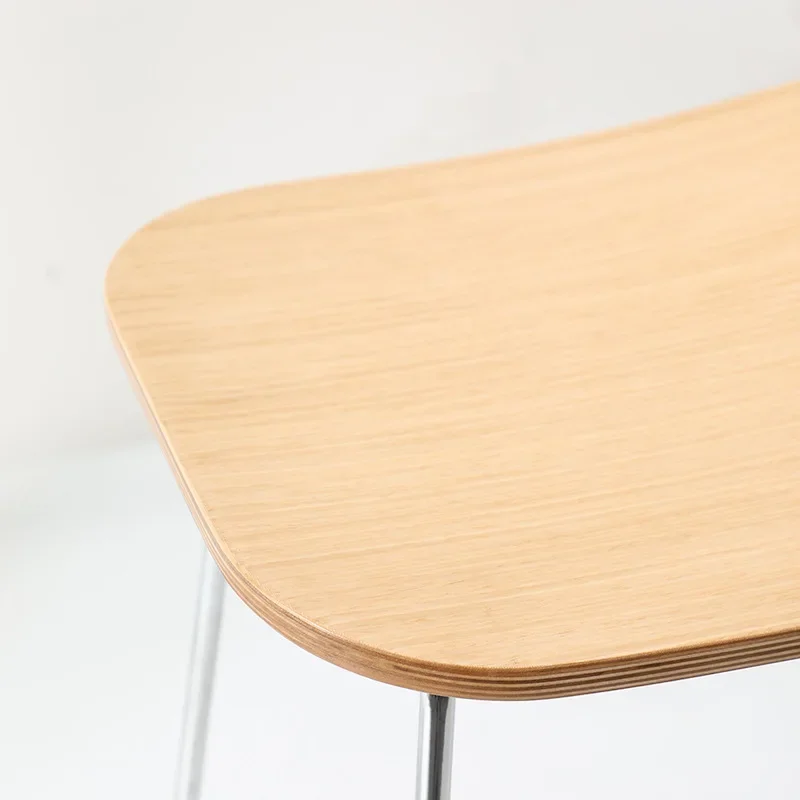 Nordic solid wood bar stool, home wrought iron high chair, leisure bar stool, simple checkout page bar milk tea shop chair