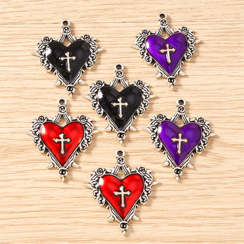 10 Stück 30 x 34 mm niedliche Emaille-Metall-Liebes-Herz-Charms-Anhänger für Halsketten, Ohrringe, Armbänder, DIY-Handwerk, Schmuckherstellung, Zubehör – Detail 8
